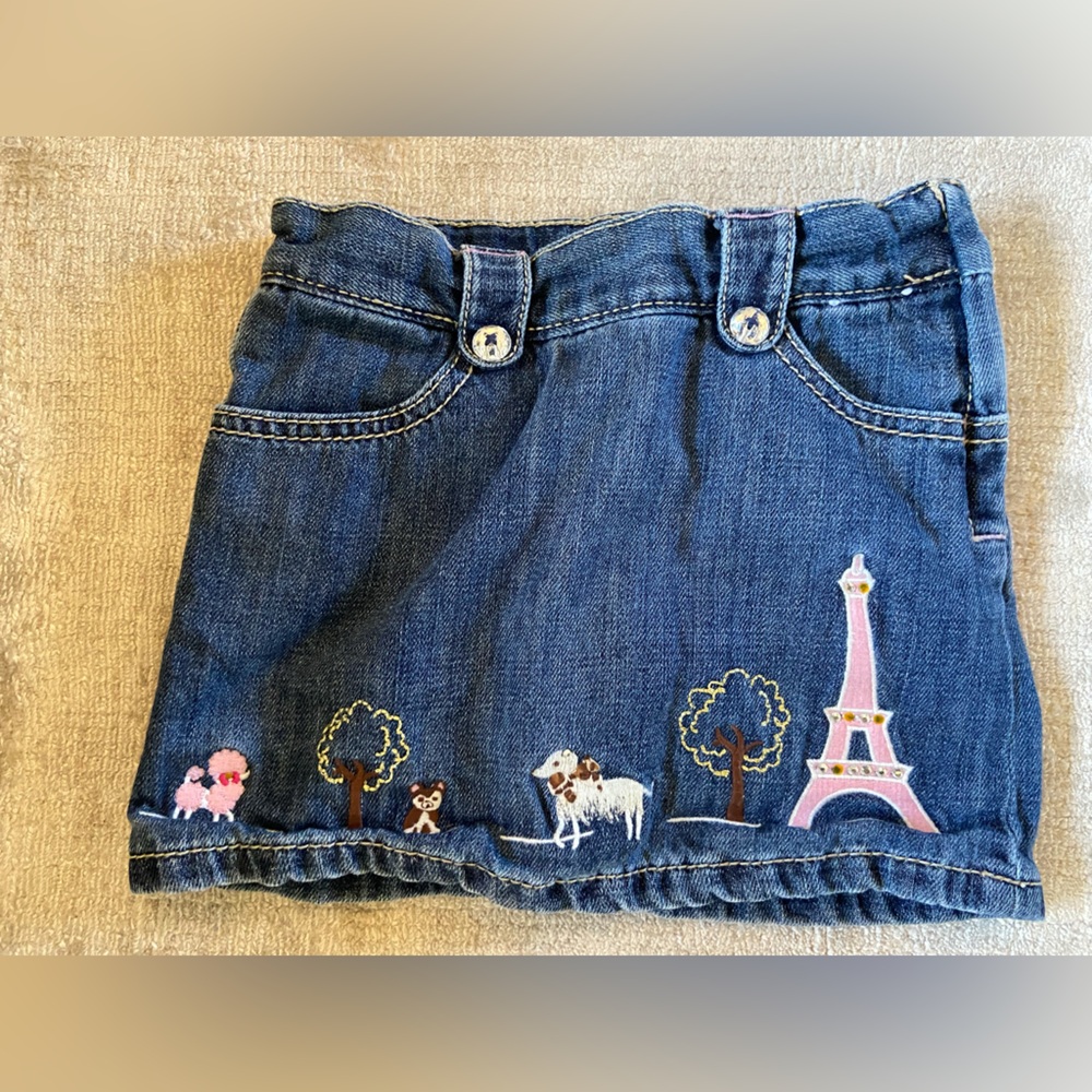 3 for $25 - Gymboree Denim Skort with Embroidered Paris dog